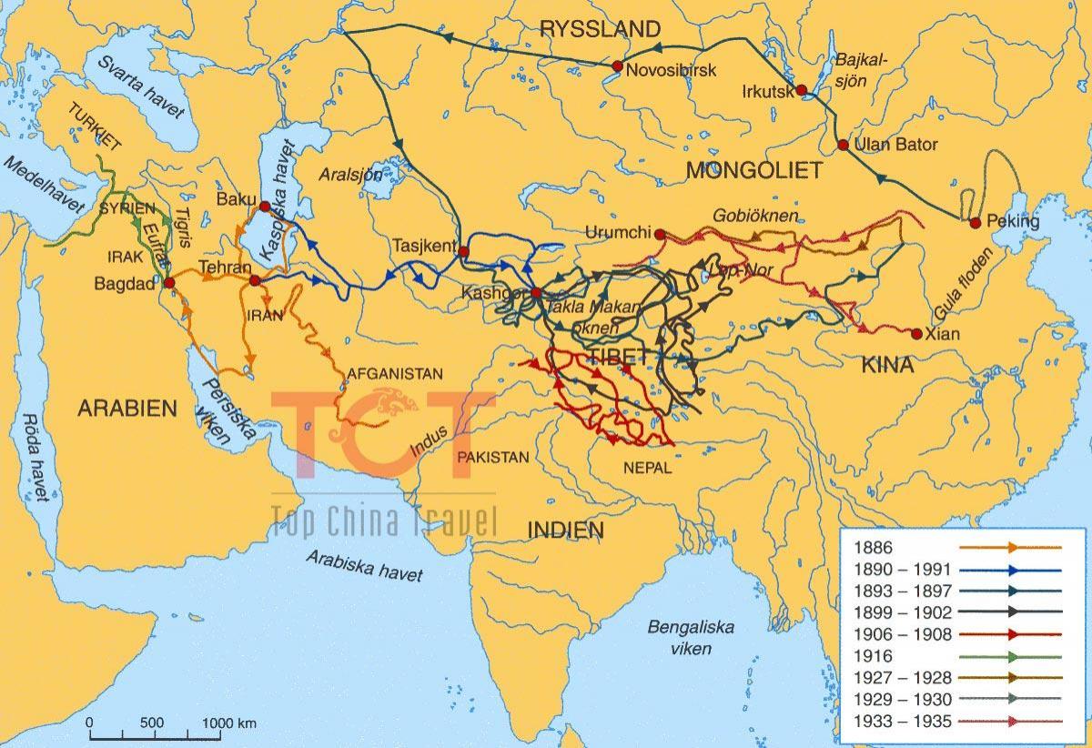 kort af silkevejen i det gamle Kina