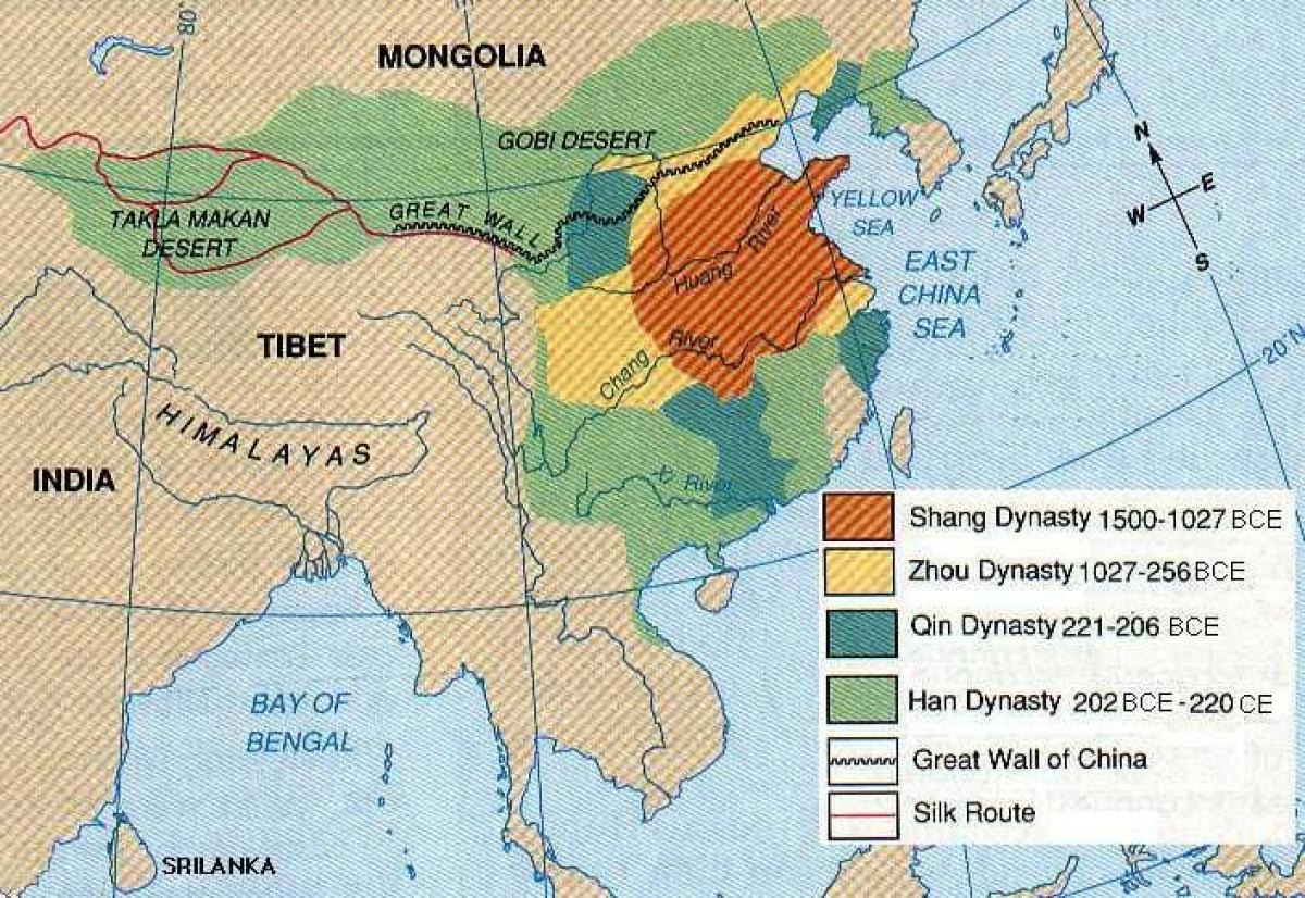 det gamle Kina geografi kort