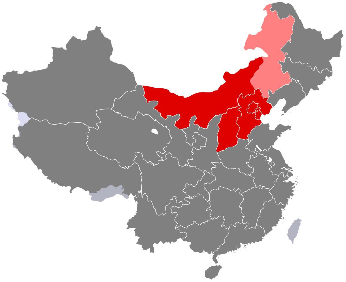 kort over det nordlige Kina