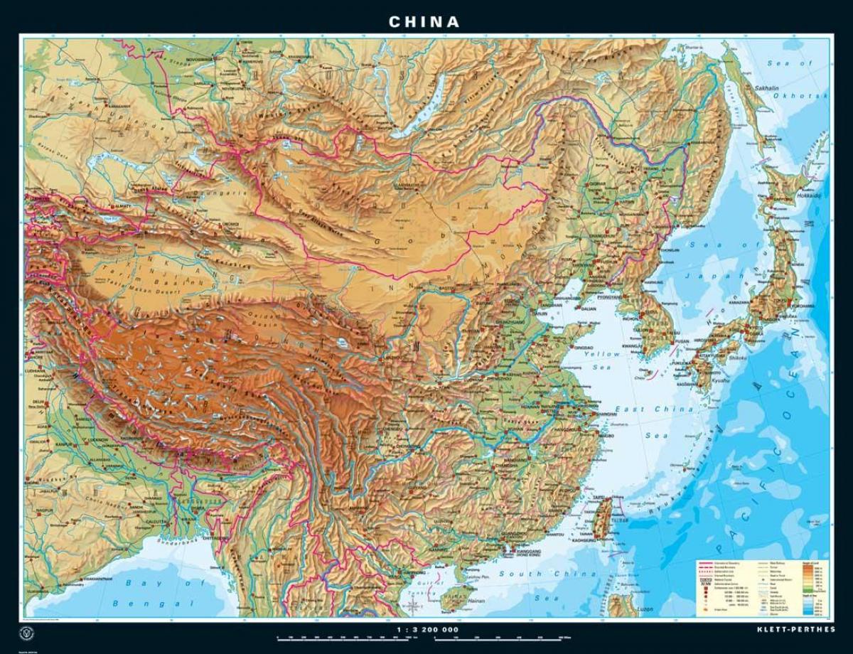 fysisk-geografiske kort Kina