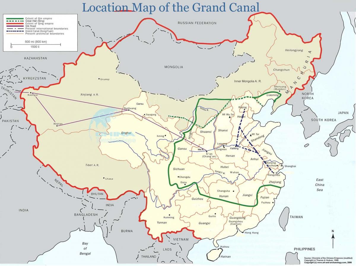 kort over Kina grand canal