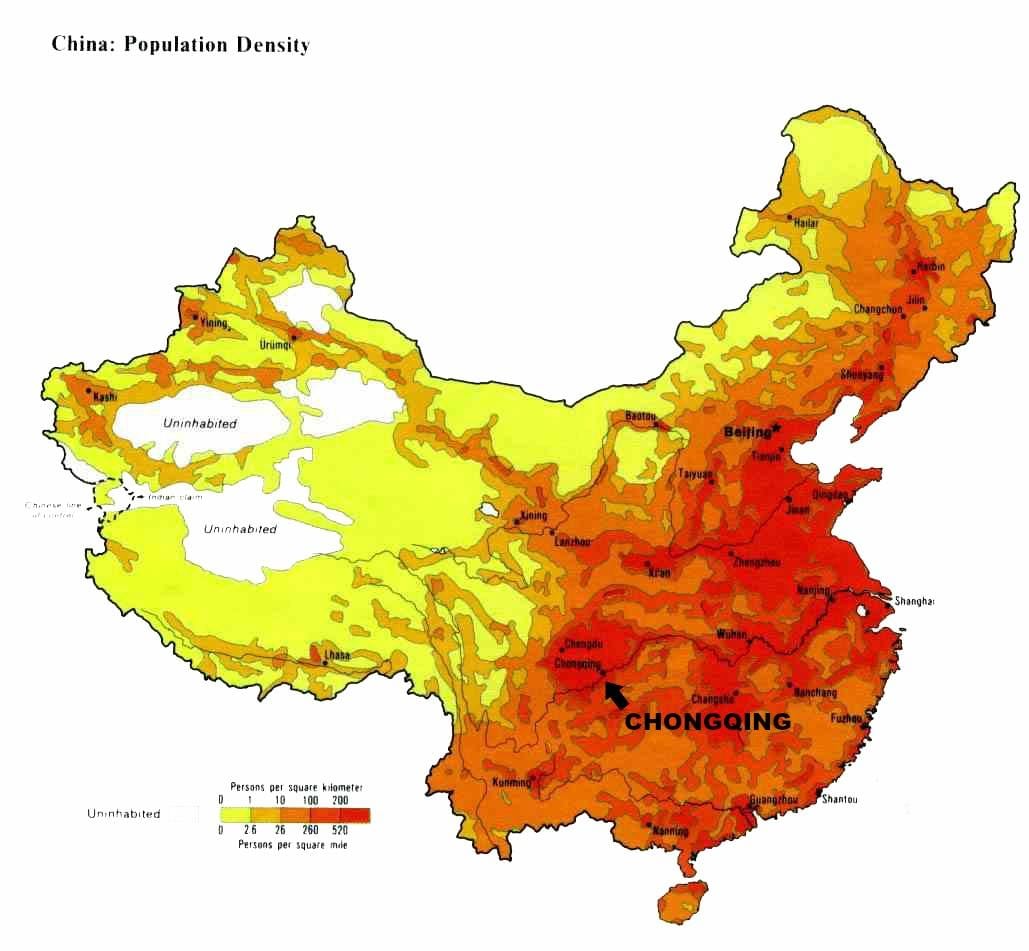 befolkningen kort over Kina