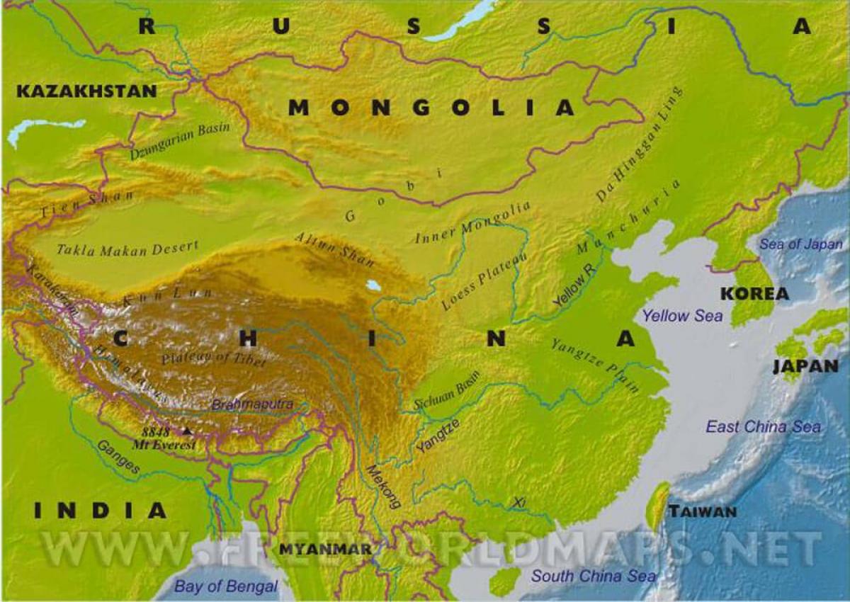 Kina kort fysiske