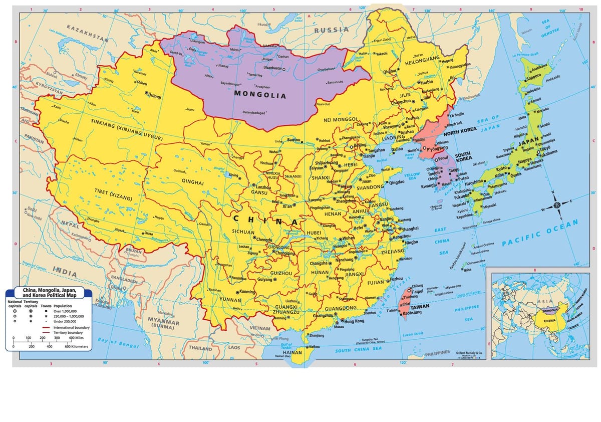 kort til Kina
