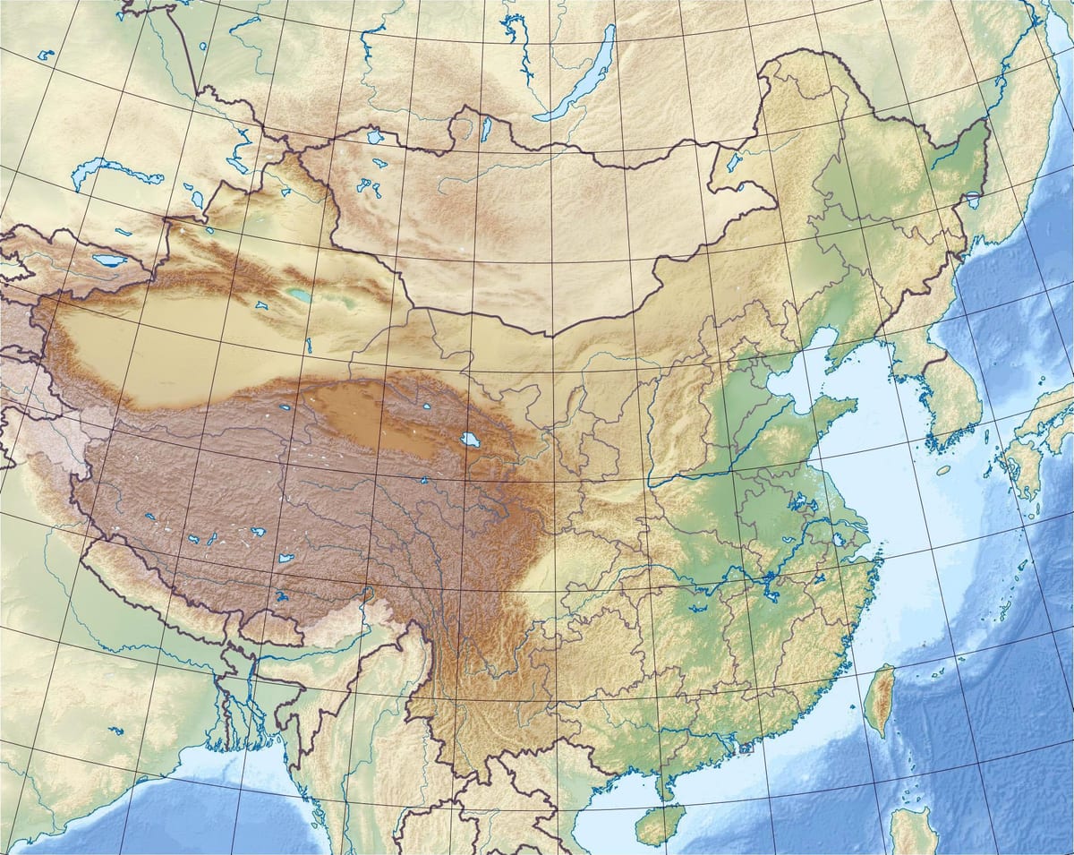 relief kort over Kina