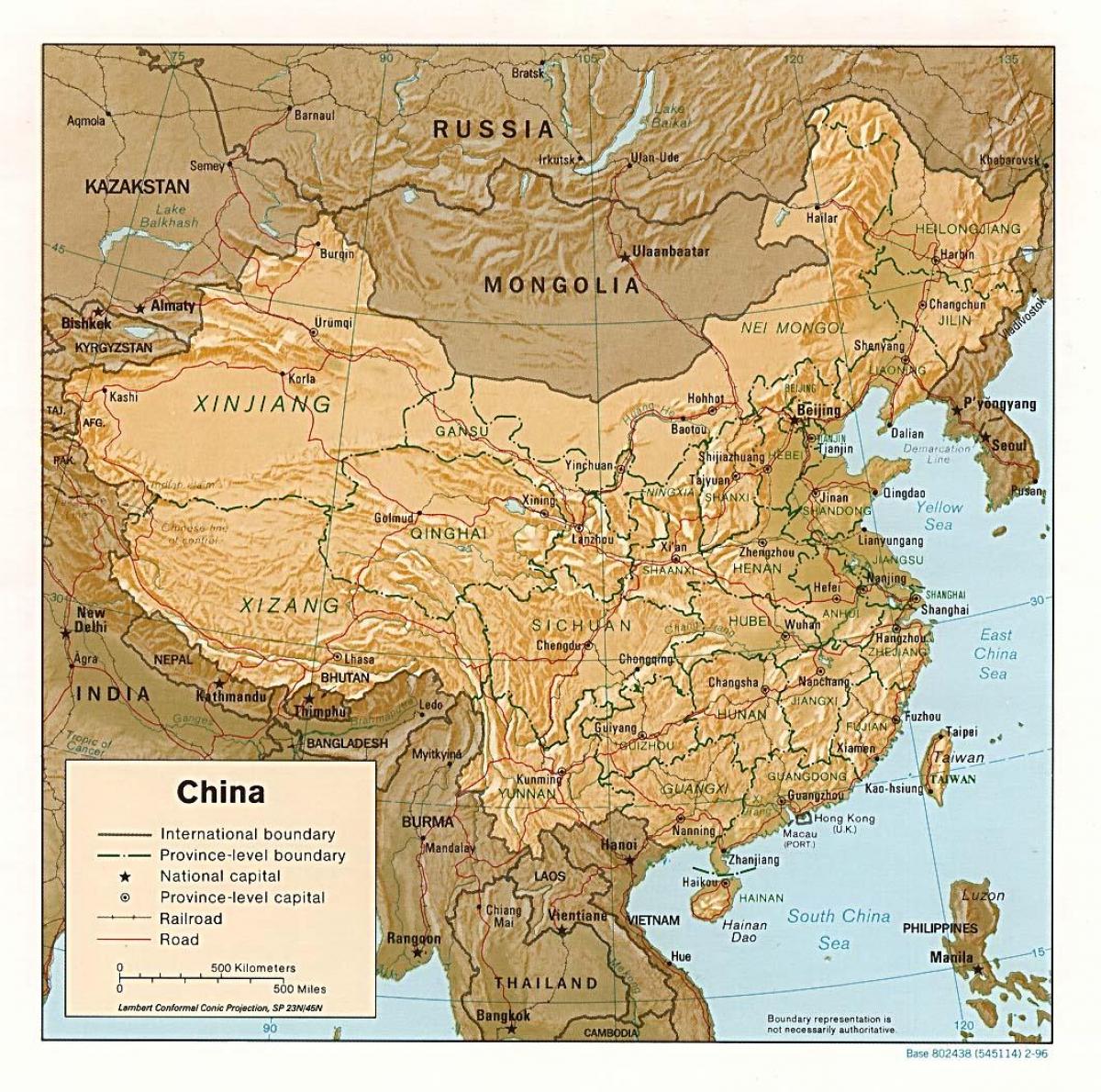 terræn kort over Kina