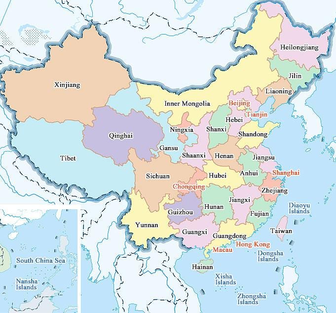 kort over Kina