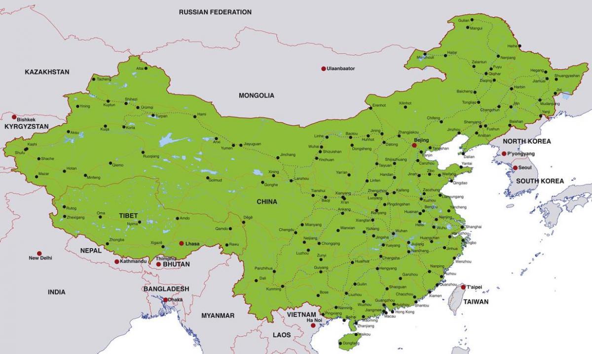 Kina kort over byer