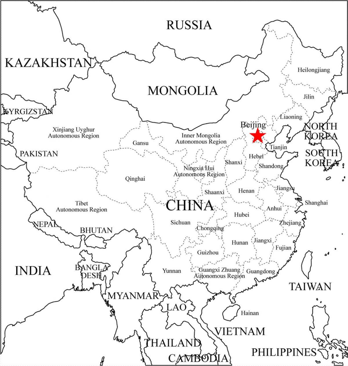 provinser i Kina kort