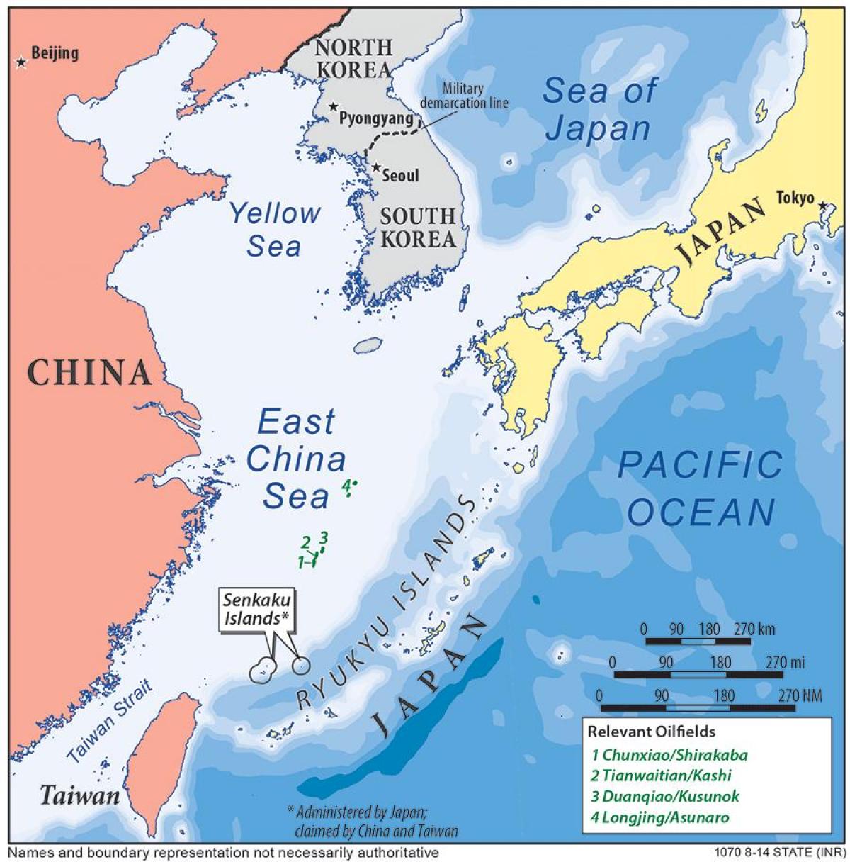 kort over det østlige Kina hav