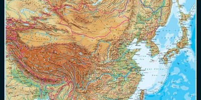 Fysisk-geografiske kort Kina