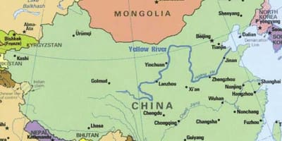 Gule flod i Kina kort