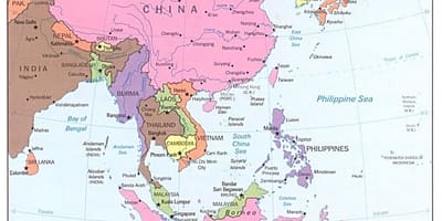 Kort over Kina østlige rute
