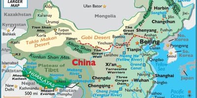 Kina kort geografi