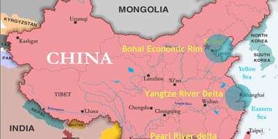 Kort over Kina havne