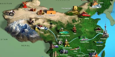 Kort over Kina turistattraktioner