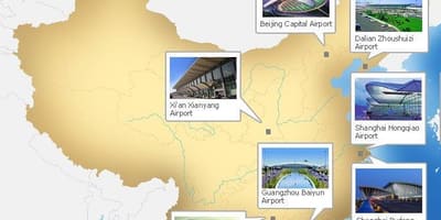 Kort over Kina lufthavne