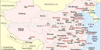 Kina internationale lufthavne kort