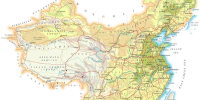 Kina kort topografi